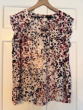 Flutter sleeve floral blouse